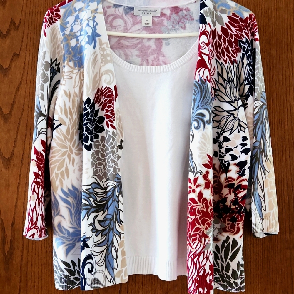 Christopher & Banks Petite Large Layered Sweater